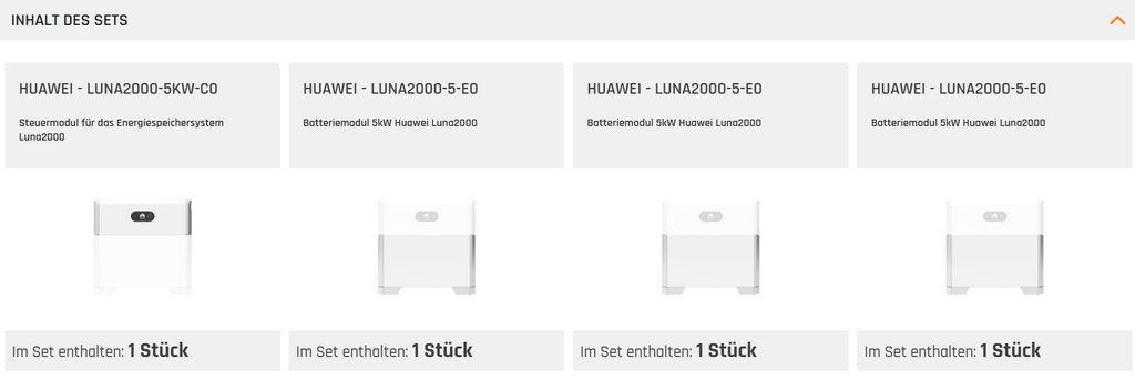 HUAWEI SET 15 KWH - LUNA2000-5KW-C0 + LUNA2000-5-E0 + LUNA2000-5-E0 + LUNA2000-5-E0