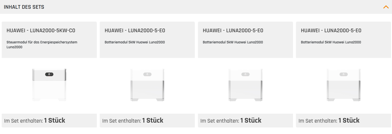 HUAWEI SET 15 KWH - LUNA2000-5KW-C0 + LUNA2000-5-E0 + LUNA2000-5-E0 + LUNA2000-5-E0