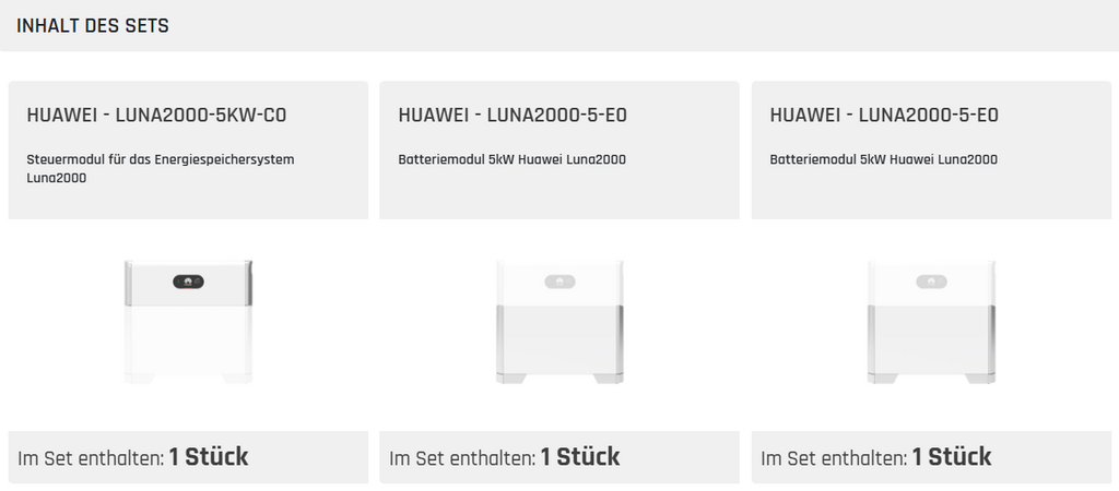 HUAWEI SET 10 KWH- LUNA2000-5KW-C0 + LUNA2000-5-E0 + LUNA2000-5-E0