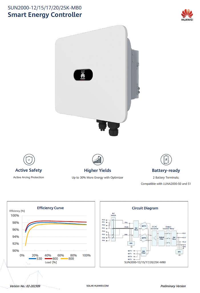 Huawei Wechselrichter SUN2000-17K-MB0 für Photovoltaik
